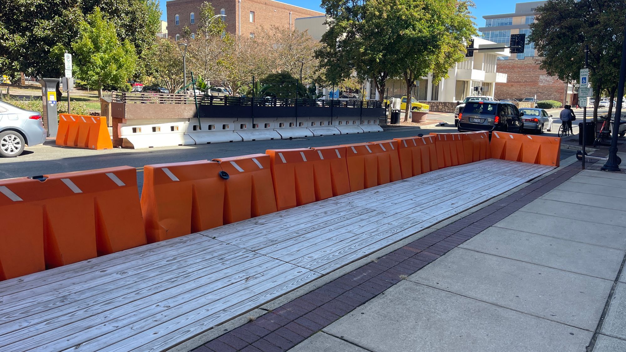 Outside dining space in front of Copa in downtown Durham.